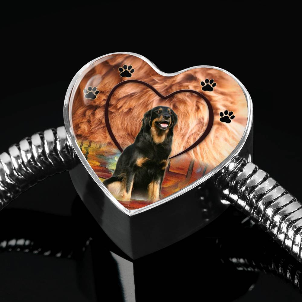 Hovawart Dog Print Heart Charm Steel Bracelet-Free Shipping - Deruj.com