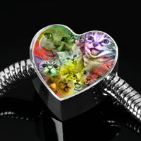 Happy Cats Print Heart Charm Steel Bracelet-Free Shipping - Deruj.com