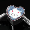 Cute Cat In Denim Print Heart Charm Steel Bracelet-Free Shipping - Deruj.com
