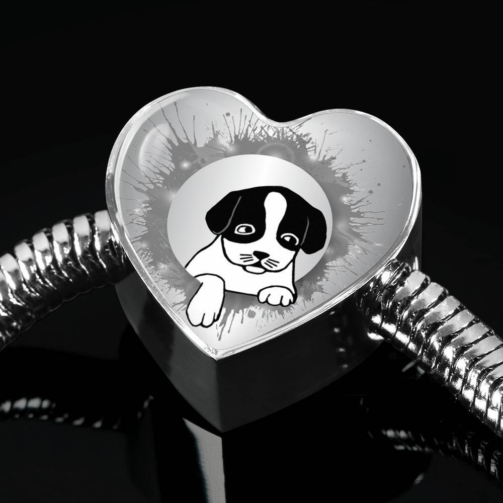 Cute Pet Art Print Heart Charm Steel Bracelet-Free Shipping - Deruj.com