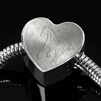 Thoroughbred Horse Print Heart Charm Steel Bracelet-Free Shipping - Deruj.com