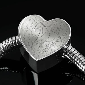 Thoroughbred Horse Print Heart Charm Steel Bracelet-Free Shipping - Deruj.com