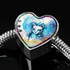 Cat Watercolor Art Print Heart Charm Steel Bracelet-Free Shipping - Deruj.com