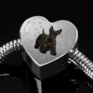 Scottish Terrier Print Heart Charm Steel Bracelet-Free Shipping - Deruj.com