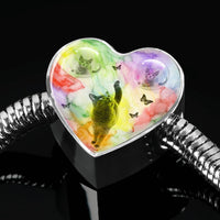 Cute Russian Blue Cat Print Heart Charm Steel Bracelet-Free Shipping - Deruj.com