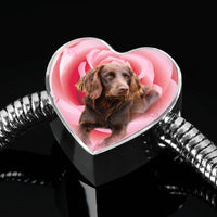 Boykin Spaniel Print Heart Charm Steel Bracelet-Free Shipping - Deruj.com