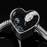 Amazing Snake Print Heart Charm Steel Bracelet-Free Shipping - Deruj.com