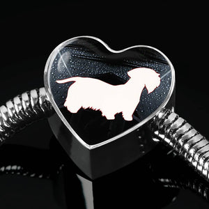 Lovely Cesky Terrier Print Heart Charm Steel Bracelet-Free Shipping - Deruj.com