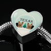 Yorkshire Terrier (Yorkie) Texas Print Heart Charm Steel Bracelet-Free Shipping - Deruj.com