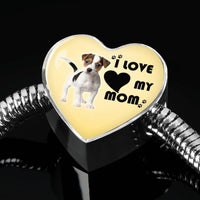 Jack Russell Terrier Print Heart Charm Steel Bracelet-Free Shipping - Deruj.com
