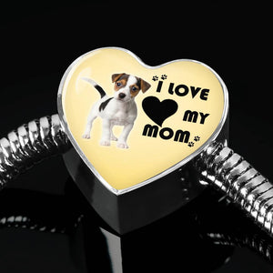 Jack Russell Terrier Print Heart Charm Steel Bracelet-Free Shipping - Deruj.com