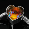 Gouldian Finch (Rainbow Finch) Print Heart Charm Steel Bracelet-Free Shipping - Deruj.com