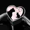 Cat Vector Art Print Heart Charm Steel Bracelet-Free Shipping - Deruj.com