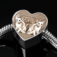 Oriental Shorthair Cat Print Heart Charm Steel Bracelet-Free Shipping - Deruj.com