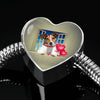 Cute Jack Russell Terrier On Window Print Heart Charm Steel Bracelet-Free Shipping - Deruj.com