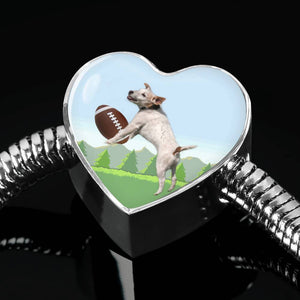Playing Dog Print Heart Charm Steel Bracelet-Free Shipping - Deruj.com