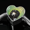 Black Saluki Dog Print Heart Charm Steel Bracelet-Free Shipping - Deruj.com
