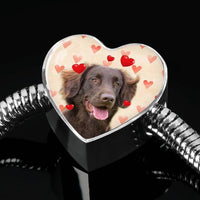 Flat Coated Retriever Print Heart Charm Steel Bracelet-Free Shipping - Deruj.com