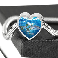 Slender Danios Fish Heart Charm Steel Bracelet-Free Shipping - Deruj.com