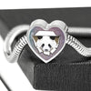 Amazing Panda Vector Art Print Heart Charm Steel Bracelet-Free Shipping - Deruj.com