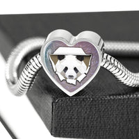 Amazing Panda Vector Art Print Heart Charm Steel Bracelet-Free Shipping - Deruj.com