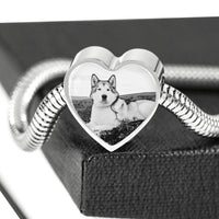 Alaskan Malamute Print luxury Heart Charm Bracelet-Free Shipping - Deruj.com