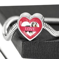Bearded Collie Dog Print Heart Charm Steel Bracelet-Free Shipping - Deruj.com
