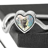 Lovely Korat Print Heart Charm Steel Bracelet-Free Shipping - Deruj.com