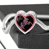 Horse Pink Art Print Heart Charm Steel Bracelet-Free Shipping - Deruj.com