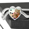 Pixie Bob Cat Print Heart Charm Steel Bracelet-Free Shipping - Deruj.com