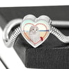 American Curl Print Heart Charm Steel Bracelet-Free Shipping - Deruj.com