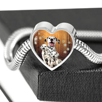 Dalmatian Dog Print Heart Charm Steel Bracelet-Free Shipping - Deruj.com
