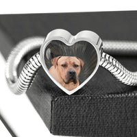 South African Boerboel Dog Print Heart Charm Steel Bracelet-Free Shipping - Deruj.com