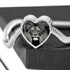 Lion Grey Art Print Heart Charm Steel Bracelet-Free Shipping - Deruj.com