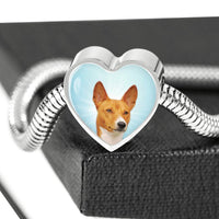 Basenji Dog Print Heart Charm Steel Bracelet-Free Shipping - Deruj.com