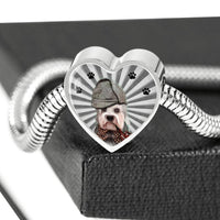 Dandie Dinmont Terrier Print Heart Charm Steel Bracelet-Free Shipping - Deruj.com