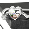Himalayan Cat Print Heart Charm Steel Bracelet-Free Shipping - Deruj.com
