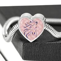 Lovely Horse Art Print Heart Charm Steel Bracelet-Free Shipping - Deruj.com