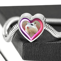 Campbell Dwarf Hamster Print Heart Charm Steel Bracelet-Free Shipping - Deruj.com