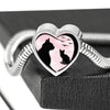Cat Vector Art Print Heart Charm Steel Bracelet-Free Shipping - Deruj.com
