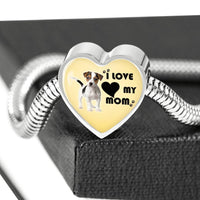 Jack Russell Terrier Print Heart Charm Steel Bracelet-Free Shipping - Deruj.com