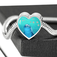 Dolphin Fish Print Heart Charm Steel Bracelet-Free Shipping - Deruj.com