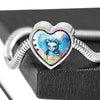 Cat Watercolor Art Print Heart Charm Steel Bracelet-Free Shipping - Deruj.com