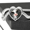 Cow Print Heart Charm Steel Bracelet-Free Shipping - Deruj.com