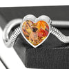 Bullmastiff Print Heart Charm Steel Bracelet-Free Shipping - Deruj.com