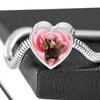 Boykin Spaniel Print Heart Charm Steel Bracelet-Free Shipping - Deruj.com
