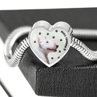 Bull Terrier Print Heart Charm Steel Bracelet-Free Shipping - Deruj.com