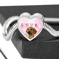 Rhodesian Ridgeback Dog Print Heart Charm Steel Bracelet-Free Shipping - Deruj.com