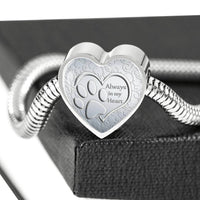 Paws Art Print Heart Charm Steel Bracelet-Free Shipping - Deruj.com
