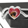 Tibetan Spaniel Dog Print Heart Charm Steel Bracelet-Free Shipping - Deruj.com